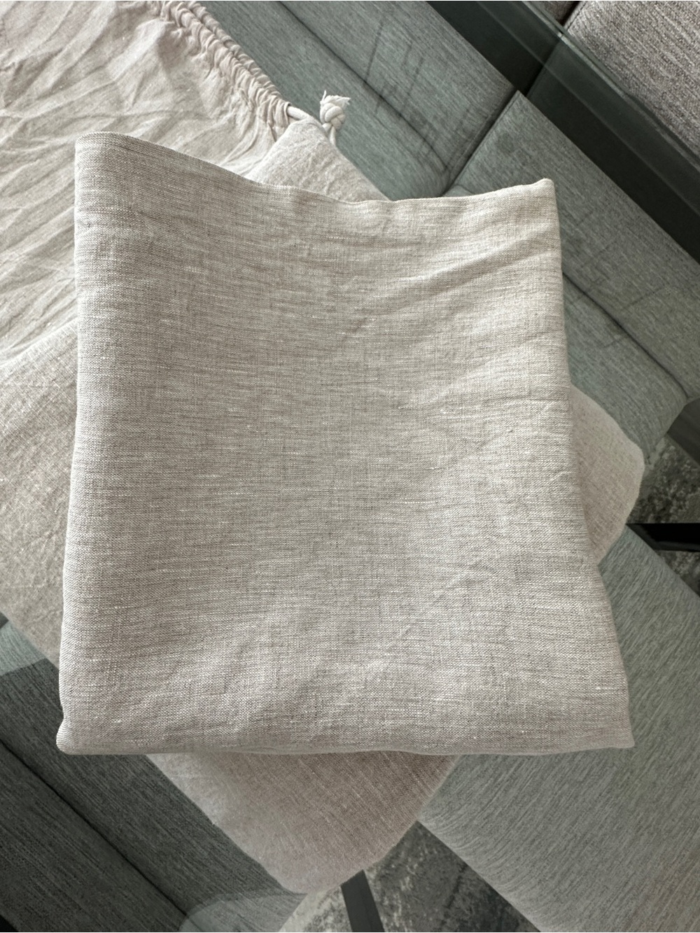 Quince king European linen duvet cover set. Like new. Chambray color. - Picture 12 of 13
